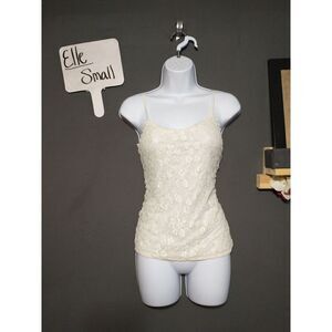 Elle lace front white tank top size smal